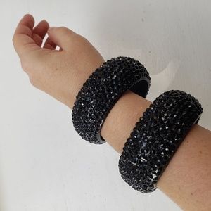 Black crystal bangles / bracelets
